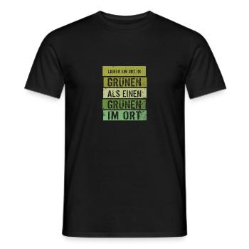 Lieber ein Ort im Grünen - Grüne nein Danke! - Männer T-Shirt - Schwarz - Vorne - AI Model Male 178 light (178cm)