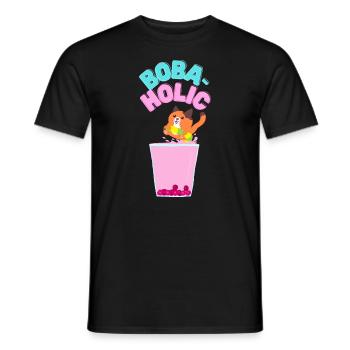 Bubble-tea cat / Boba-tea Cat - Men's T-Shirt - black - Front - AI Model Male 178 light (178cm)