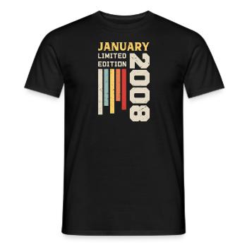 January 2008 - January 2008 Birthday Gift - Men's T-Shirt - black - Front - AI Model Male 178 light (178cm)