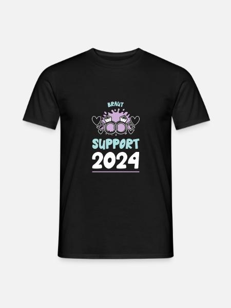 Braut Support 2024 Hochzeit - Männer T-Shirt - Schwarz