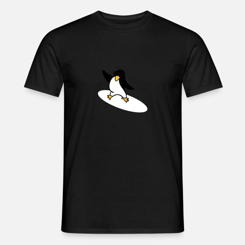 Pingouin surfeur / Surfer Penguin (3c) - T-shirt homme - noir