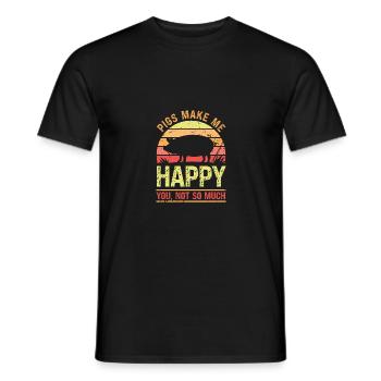 Pigs make me happy You not so much - Men's T-Shirt - black - Front - AI Model Male 178 light (178cm)
