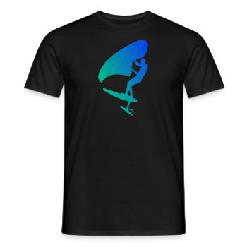 Men women wingsurfing wingsurf foilwing - Men's T-Shirt - black - Front - AI Model Male 178 light (178cm)