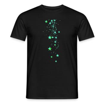 stars, hearts, drawing, illustration,green,star - Men's T-Shirt - black - Front - AI Model Male 178 light (178cm)