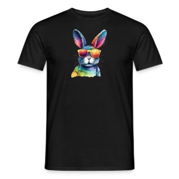 Cool colorful rabbit - rabbit with sunglasses - Men's T-Shirt - black - Front - AI Model Male 178 light (178cm)