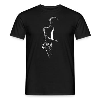 SAXOPHONISTE, T-SHIRT SAXOPHONE RÉTRO POUR SAXOPHONISTE - T-shirt homme - noir - Devant - AI Model Male 178 light (178cm)