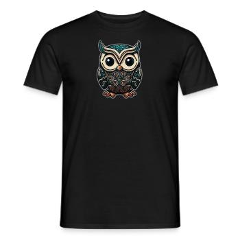 Eule im Cartoon Style 2 - Männer T-Shirt - Schwarz - Vorne - AI Model Male 178 light (178cm)