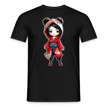 Cute Little Manga Geisha - Men's T-Shirt - black - Front - AI Model Male 178 light (178cm)