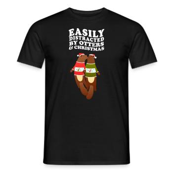 Easily Distracted By Otters And Christmas Otter - Männer T-Shirt - Schwarz - Vorne - AI Model Male 178 light (178cm)