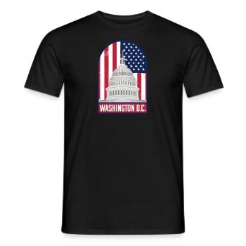Washington D.C. With Flag - American Travel - Men's T-Shirt - black - Front - AI Model Male 178 light (178cm)