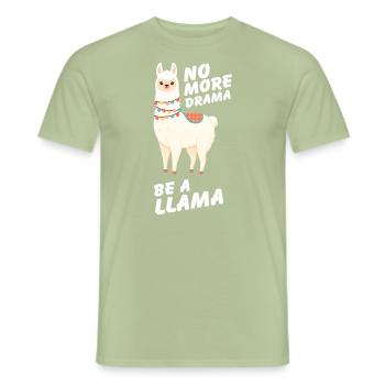 Plus de drame Be A Llama - Lama Alpaga Saying - T-shirt homme - vert sauge - Devant - AI Model Male 178 light (178cm)
