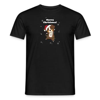 Australian Sheperd fröhliche Weihnachten Winter - Männer T-Shirt - Schwarz - Vorne - AI Model Male 178 light (178cm)