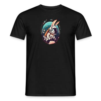 Lapin dans l’espace - T-shirt homme - noir - Devant - AI Model Male 178 light (178cm)
