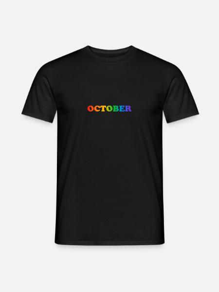 October rainbow text - Men's T-Shirt - black