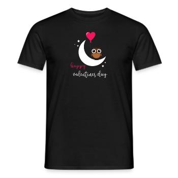 Valentine's Day Owl Heart Happy Valentine's Day - T-shirt homme - noir - Devant - AI Model Male 178 light (178cm)