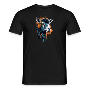 Sheep with Headphones - Männer T-Shirt - Schwarz - Vorne - AI Model Male 178 light (178cm)