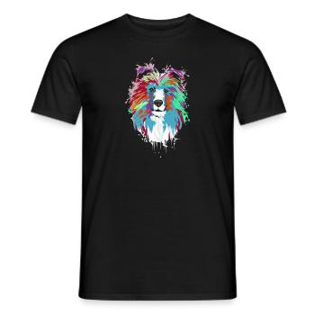 Splash Art Longhair Collie Rough Collie Dog - Men's T-Shirt - black - Front - AI Model Male 178 light (178cm)