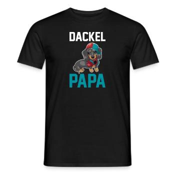 Hund Dackel Papa - Männer T-Shirt - Schwarz - Vorne - AI Model Male 178 light (178cm)