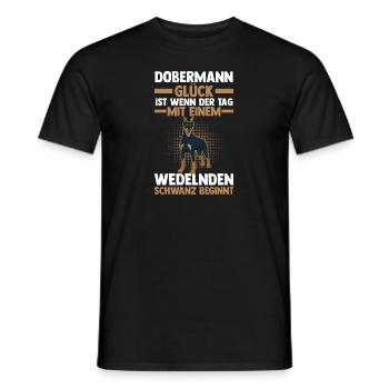 Hund Dobermann - Männer T-Shirt - Schwarz - Vorne - AI Model Male 178 light (178cm)