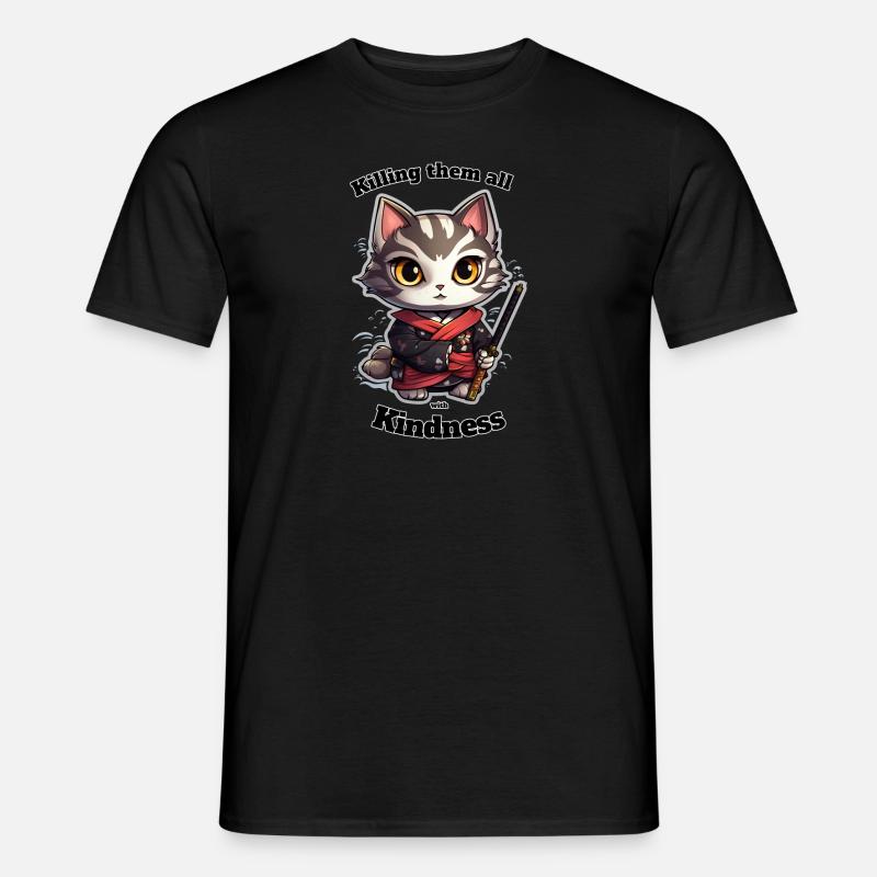 Samurai Katze (Kidness - Killer) - Männer T-Shirt - Schwarz
