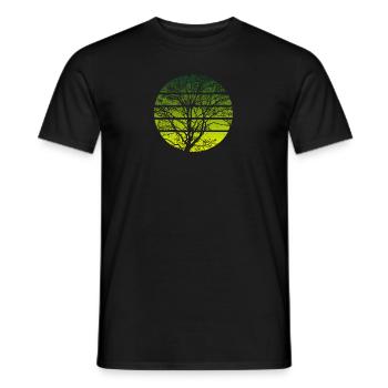 Tree Sunset - Hiking Outdoor - Men's T-Shirt - black - Front - AI Model Male 178 light (178cm)