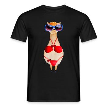 Llama bikini alpaca summer vacation - Men's T-Shirt - black - Front - AI Model Male 178 light (178cm)