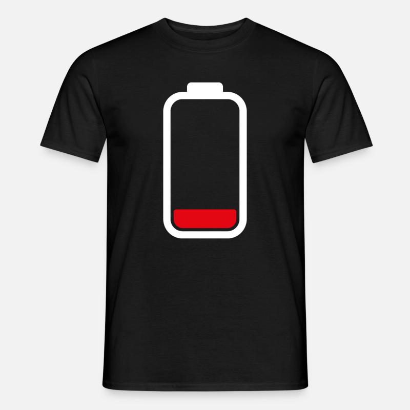 LOW BATTERY - White - Männer T-Shirt - Schwarz