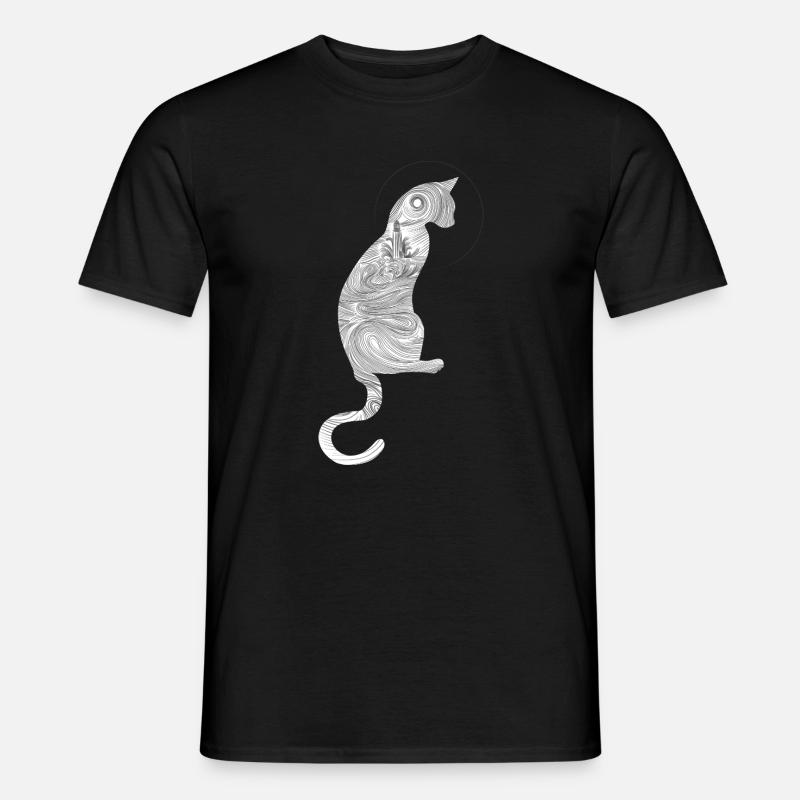 Abstrakte Katze mit spiralförmigem Muster - Männer T-Shirt - Schwarz
