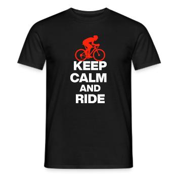KEEP CALM AND RIDE! REENNRAD & PETON GESCHENK weiß - Männer T-Shirt - Schwarz - Vorne - AI Model Male 178 light (178cm)