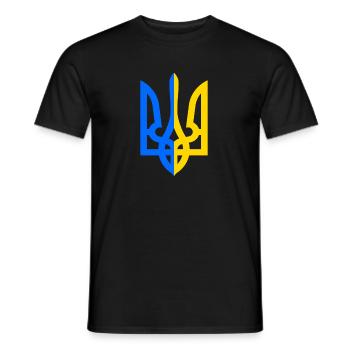 Ukraine Support Peace Coat of Arms yellow blue - Men's T-Shirt - black - Front - AI Model Male 178 light (178cm)