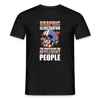Illustrateur Dessinateur Graphiste Artiste - T-shirt homme - noir - Devant - AI Model Male 178 light (178cm)