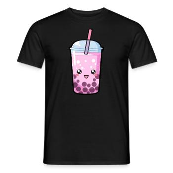 Kawaii Boba Tea Pink - Anime Shirt - Men's T-Shirt - black - Front - AI Model Male 178 light (178cm)
