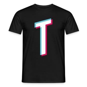 T - letter T - Men's T-Shirt - black - Front - AI Model Male 178 light (178cm)