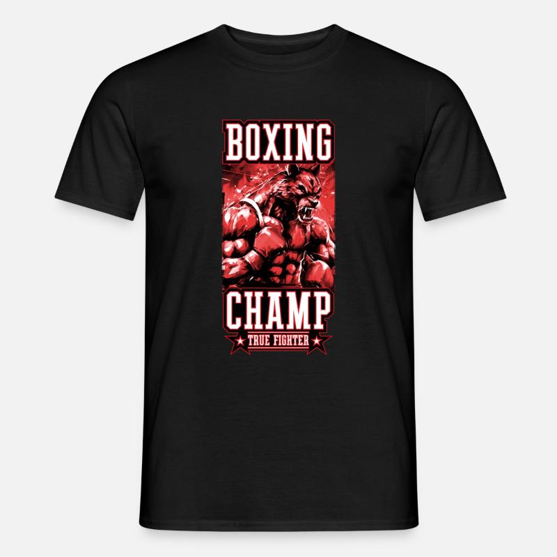 Wolf Boxer Kämpfer Boxing Champ - Männer T-Shirt - Schwarz