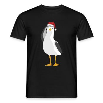 Seagull avec chapeau de Noël maritime du nord de l'Allemagne - T-shirt homme - noir - Devant - AI Model Male 178 light (178cm)