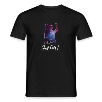 Chat chaton silhouette espace chat galaxie - T-shirt homme - noir - Devant - AI Model Male 178 light (178cm)