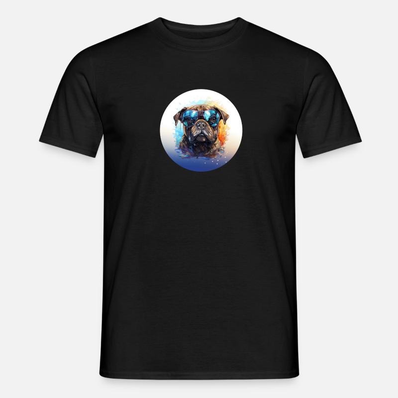 Mops mit Sonnenbrille - Männer T-Shirt - Schwarz