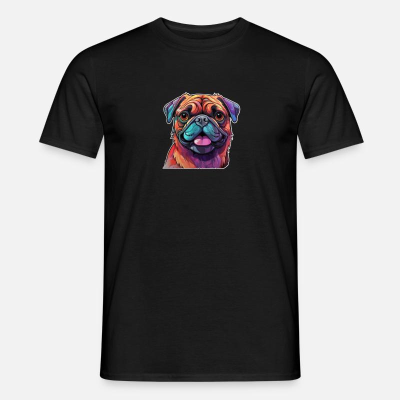 Mops farbenfroh - Männer T-Shirt - Schwarz