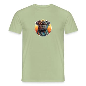 Mops Retro Farben vintage - Männer T-Shirt - Sage - Vorne - AI Model Male 178 light (178cm)