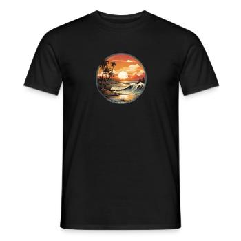 Beach sunset vintage surfers - Men's T-Shirt - black - Front - AI Model Male 178 light (178cm)