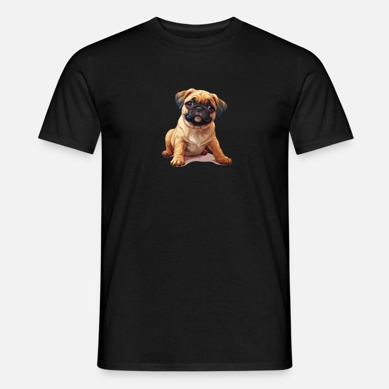 Mops Welpen sitzend - Männer T-Shirt - Schwarz