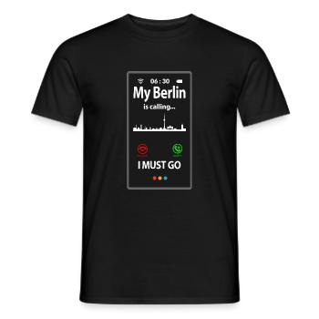 Berlin is Calling - Männer T-Shirt - Schwarz - Vorne - AI Model Male 178 light (178cm)