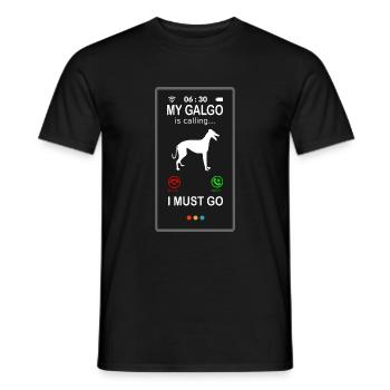Galgo Espanol Windhund Greyhound is Calling - Men's T-Shirt - black - Front - AI Model Male 178 light (178cm)