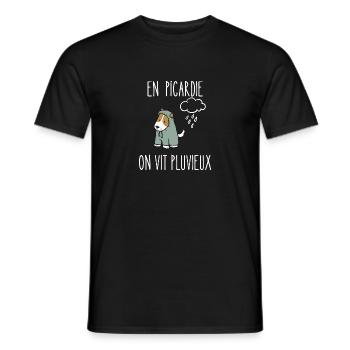 en picardie on vit pluvieux - T-shirt homme - noir - Devant - AI Model Male 178 light (178cm)
