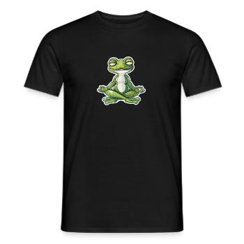 Meditating frog finds inner peace - Men's T-Shirt - black - Front - AI Model Male 178 light (178cm)