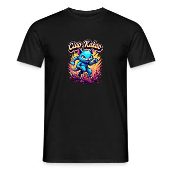 Ciao Kakao rennende Katze Matschlauf Laufshirt - Männer T-Shirt - Schwarz - Vorne - AI Model Male 178 light (178cm)