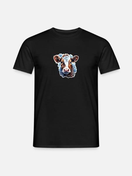 Rind im Schnee - Männer T-Shirt - Schwarz