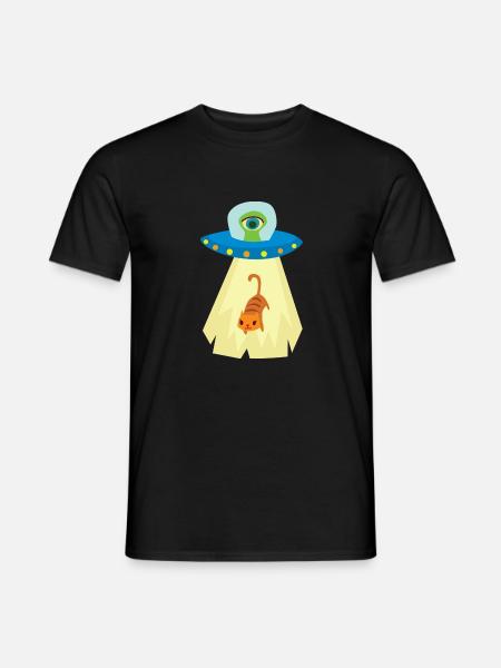 UFO cat abduction - Men's T-Shirt - black