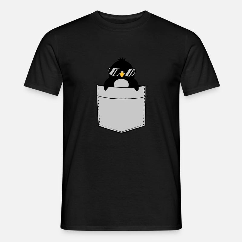 Pinguin Hemd Brusttasche - Männer T-Shirt - Schwarz
