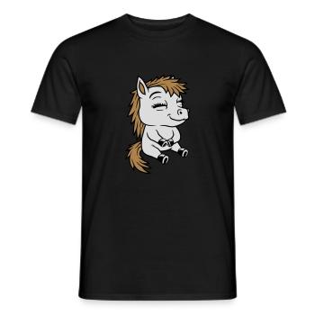 Kleines sitzendes Comic Pony - Männer T-Shirt - Schwarz - Vorne - AI Model Male 178 light (178cm)